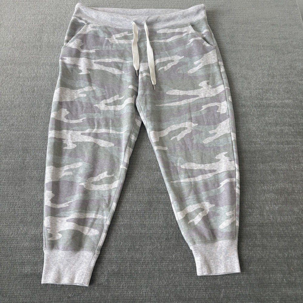Aerie Sweatpants‎ Womens Large Jogger Gray Green Camo Fleece Lined Casual Lounge